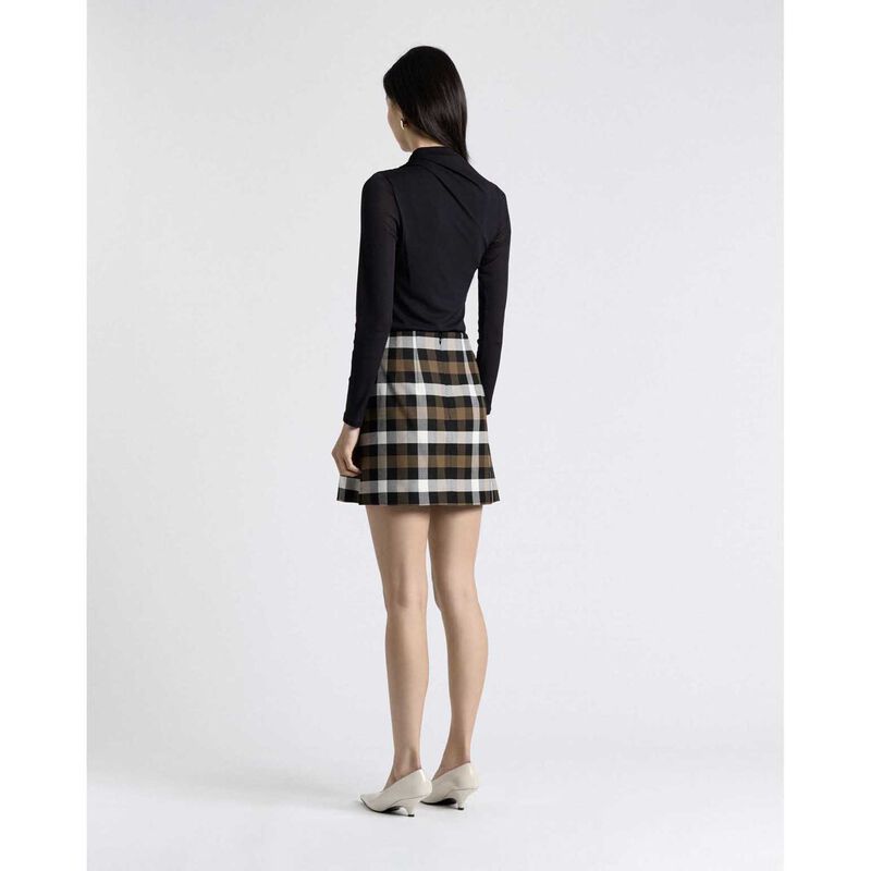 Cue Olive Check Mini Skirt image number 1